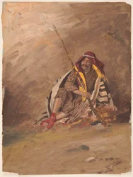 Kresba, Sedící beduín, pravděpodobně únor 1868