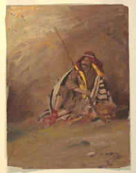 Kresba, Sedící beduín, pravděpodobně únor 1868