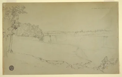 Kresba, studie. Niagarské vodopády., pravděpodobně 1856