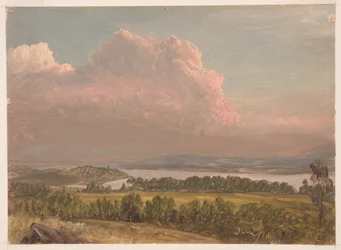 Kresba, Západ slunce v údolí Hudson, červen 1870