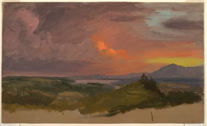 Kresba, Západ slunce v údolí Hudson, 1870-75