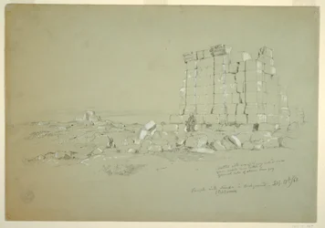 Kresba, Chrám se Semua [dnešní as-Samu] v dálce, 17. února 1868