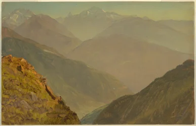 Kresba, Watzmann a Goell, u Berchtesgedenu, 1868