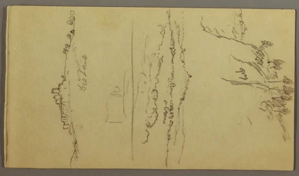 Kresba, Město pod vrcholem hory, město na vrcholu kopce, pravděpodobně 1868-69
