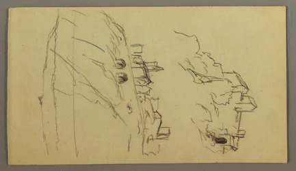 Kresba, Dvě studie města na vrcholu hory, pravděpodobně 1868-69