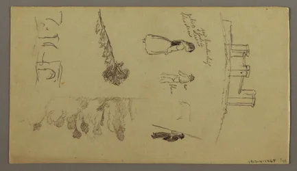 Kresba, Dvě studie města na vrcholu hory, pravděpodobně 1868-69