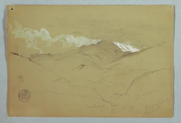Kresba, Pohled z východu na horu Chimborazo, Ekvádor, 3. června 1857