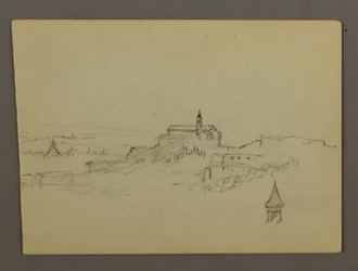 Kresba, Vesnice na kopci, pravděpodobně 1868-69