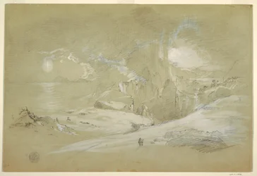 Kresba, Vidění kříže, krajina s fenoménem, září 1868