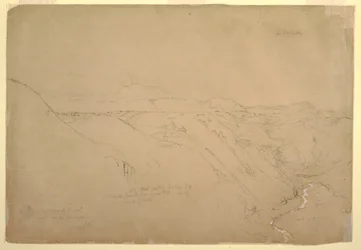 Kresba, Sopka Puresé a Rio de Vinagre, Purese, Kolumbie, srpen 1853