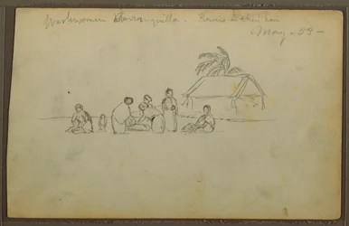 Kresba, pračka v Barranquille, Kolumbie, květen 1853