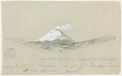 Pohled na Cotapaxi z Hacienda San Antonio, Ekvádor
