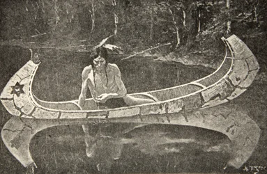 Dlouho seděl a čekal na odpověď, z The Song of Hiawatha od Henryho Wadswortha Longfellowa (1807-82), hospoda. George G. Harrap und Company Ltd., 1911