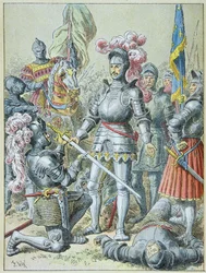 Bitva u Pavie: František I., poražený, předal v roce 1525 svou kopu rytíři Charlesi de Lannoy