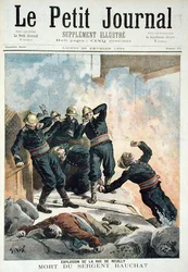 Exploze v Rue de Reuilly a smrt seržanta Bauchata, z Le Petit Journal, 26. února 1894