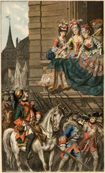 Populární píseň: „Pretty Dragon“. Ilustrace Frederica Theodora Lixe (1830-1897) v „“Dětské písně a kolečka z provincií Francie““