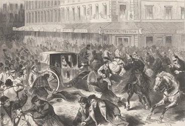 Vera Zasulich střílí 24. ledna 1878 na guvernéra Petrohradu generála Trepova, 1878.