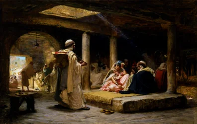 Kavárna v Biskra, Alžírsko, 1884.