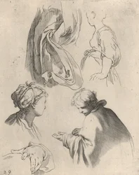 Figurové studie, z knihy kreslení, 1650-56.