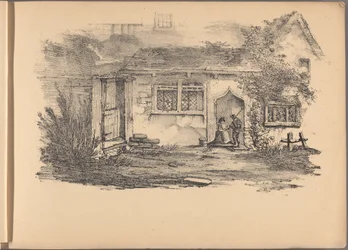 Jedna ze série šedesáti náčrtů chalup. Londýn, 1825.