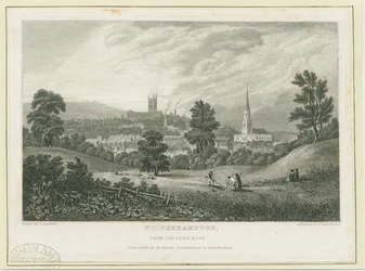 Wolverhampton - Pohled do dálky z Penn Road: ocelorytina, nd [c 1830] (tisk)