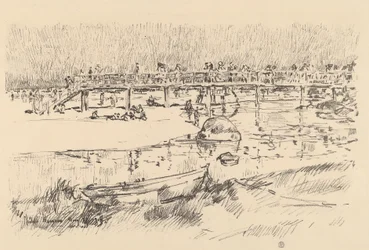 Pláž na koupání, Bass Rocks, c. 1918.