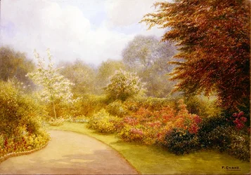 Azalky Rectory Gardens, Brockhurst Hill (akvarel na papíře)