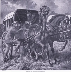 Útěk Steyna a De Wita, ilustrace z Po Pretorii: Guerilla War, 1902
