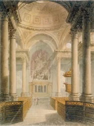 Interiér kostela St Stephen Walbrook, City of London, 1810