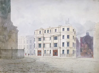 Pohled na jih na západním konci King William Street, City of London, 1850