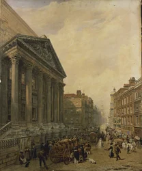 Mansion House z drůbeže s výhledem dolů Cheapside směrem k St. Mary-Le-Bow