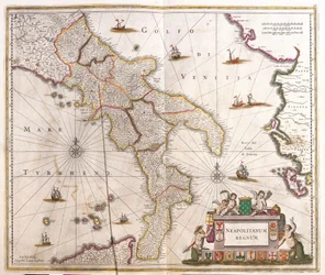Mapa Neapolského království (Itálie) (lept