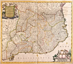 Mapa Principauta Katalánska (Španělsko) (lept
