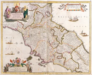 Mapa církevních států v Toskánsku (Itálie) (lept