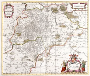 Mapa pochodu (markrabství) Misnie (Německo) (lept