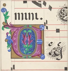 Světelná iniciála z Hymnal, 1830-62.