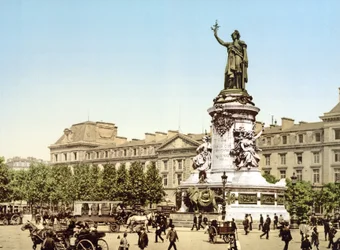Place de la Republique, Paříž, hospoda. 1900