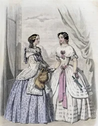 2 módní ženy - v "" Journal des Demoiselles "" 1852.