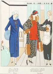 Několik pěkných novinek z Art-Gout-Beaute, kostýmy Premet a Jean Patou, říjen 1923 (litografie)