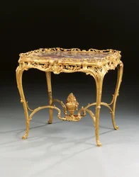 Středový stůl Napoleon III, Maison Millet, Paříž, kolem roku 1860 (pozlacený bronz a dřevo)