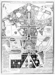 Nový plán města, zámku a zahrad Versailles, 1714