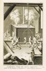 Slévárna sochařů z Encyklopedie des Sciences et Metiers od Denise Diderota (1713-84) vydané kolem roku 1770