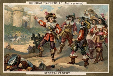 Abraham de Fabert (1599-1662), Maréchal de France, během obléhání Stenay (departement Meuse) v roce 1654. Chromolitografie 19. století.