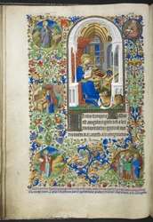 Přidat Ms 18850 f.20v Luke the Evangelist, z Book of Hours (The Bedford Hours) c.1410-30 (inkoust, barva a zlato na pergamenu)