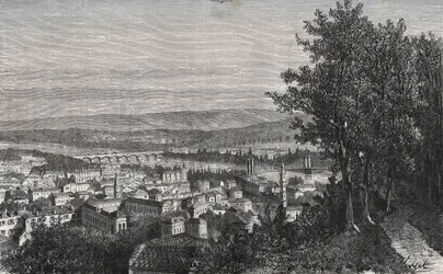 Agen - Lot-et-Garonne - rytina v „La France illustrée: geografie, historie, statistická správa“ od V.A. Malt-Brown. 1884