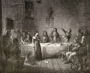 Aimee Cecile Renault před revolučním výborem, z „Histoire de la Revolution Francaise“ od Louise Blanca (1811-82)