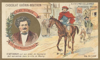 Alexandre Dumas (1802-1870), francouzský spisovatel, autor „Les trois musketeaires“, román (1844)