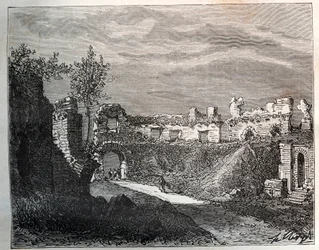 Amfiteátr Frejus - rytina v „La France illustrée: geografie, historie, statistická správa“ od V.A. Malt-Brown. 1884