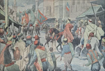 Anglo-arabské jednotky vstupující do Damašku v roce 1918 z Le Pelerin