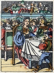 Anonymní ilustrace k „La belle au bois dormant“, příběh Charlese Perraulta (1628-1703), francouzského spisovatele. Dřevoryt Imaging Pellerin - Epinal, sd. Konec 19. století.